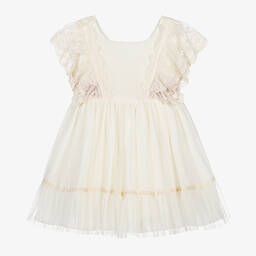 Abuela Tata-Girls Ivory Lace & Tulle Dress | Childrensalon Outlet