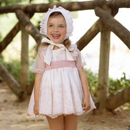 Abuela Tata-Кремово-розовый комплект с платьем из тюля | Childrensalon Outlet