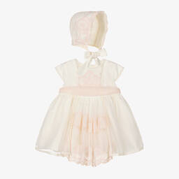 Abuela Tata-Girls Ivory & Pink Tulle Dress Set | Childrensalon Outlet