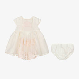 Abuela Tata-Girls Ivory & Pink Tulle Dress Set | Childrensalon Outlet