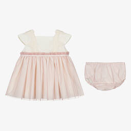 Abuela Tata-Girls Ivory & Pink Tulle Dress Set | Childrensalon Outlet