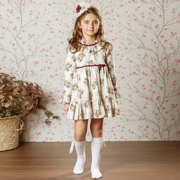 Abuela Tata-Кремово-красное платье в цветочек | Childrensalon Outlet