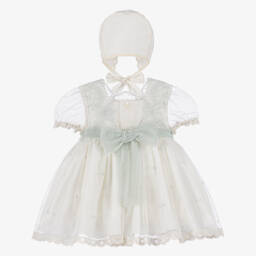 Abuela Tata-Girls Mint & Cream Lace Ensemble | Childrensalon Outlet
