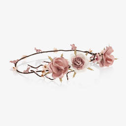 Abuela Tata-Girls Pink Floral Hairband | Childrensalon Outlet
