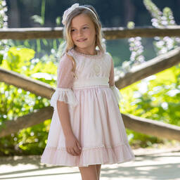 Abuela Tata-Кремово-розовое платье из тюля | Childrensalon Outlet