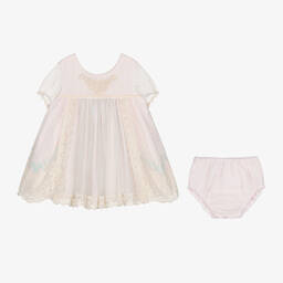 Abuela Tata-Girls Pink & Ivory Tulle Dress Set | Childrensalon Outlet