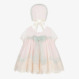 Abuela Tata-Girls Pink & Ivory Tulle Dress Set | Childrensalon Outlet