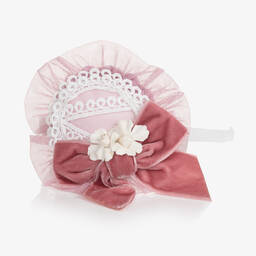 أبويلا تاتا-طوق للشعر دانتيل مزين بفيونكة لون زهري للبنات | Childrensalon Outlet