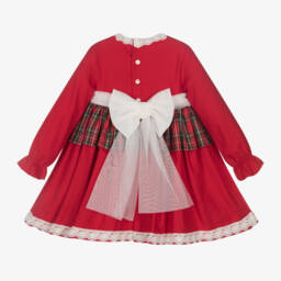 Abuela Tata-Girls Red Tartan Cotton Dress | Childrensalon Outlet