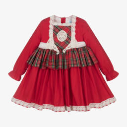 Abuela Tata-Girls Red Tartan Cotton Dress | Childrensalon Outlet