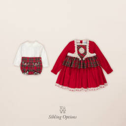 Abuela Tata-Girls Red Tartan Cotton Dress | Childrensalon Outlet