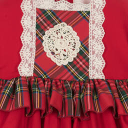 أبويلا تاتا-طقم فستان تارتان قطن لن أحمر | Childrensalon Outlet