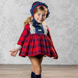 أبويلا تاتا-طقم فستان تارتان لون أحمر | Childrensalon Outlet