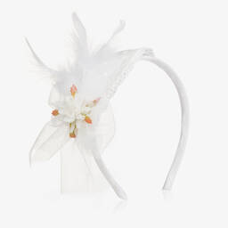 Abuela Tata-Girls White Feather Hairband | Childrensalon Outlet