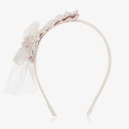 Abuela Tata-Girls White & Red Lace Headband | Childrensalon Outlet