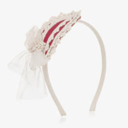 Abuela Tata-Girls White & Red Lace Headband | Childrensalon Outlet