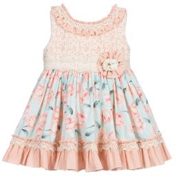 Abuela Tata-Pink & Blue Floral Dress | Childrensalon Outlet