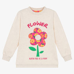 Agatha Ruiz de la Prada-Girls Beige Cotton Sweatshirt Dress | Childrensalon Outlet