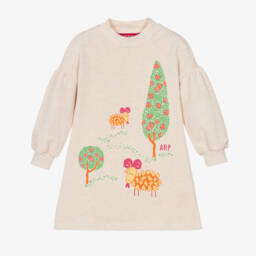 Agatha Ruiz de la Prada-Girls Beige Sweatshirt Dress With Print | Childrensalon Outlet