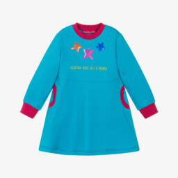 Agatha Ruiz de la Prada-Girls Blue Cotton Sequinned Star Dress | Childrensalon Outlet