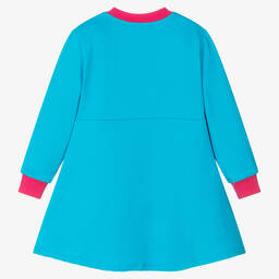 Agatha Ruiz de la Prada-فستان سويتشيرت قطن جيرسي لون أزرق تركواز | Childrensalon Outlet