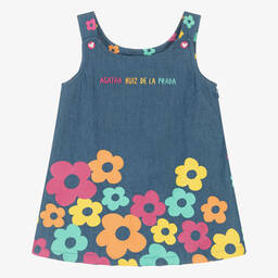 Agatha Ruiz de la Prada-Girls Blue Floral Chambray Dress | Childrensalon Outlet