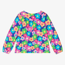 Agatha Ruiz de la Prada-Girls Blue Floral Print Long Sleeved Top | Childrensalon Outlet