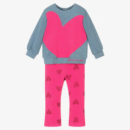 Agatha Ruiz de la Prada-Girls Blue & Pink Heart Leggings Set | Childrensalon Outlet