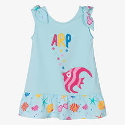 Agatha Ruiz de la Prada-Girls Blue Sea Life Cotton Dress | Childrensalon Outlet