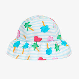 اجاثا رويز دي لا برادا-قبعة قطن مقلم لون أزرق وأبيض للبنات | Childrensalon Outlet