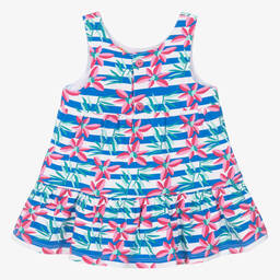 Agatha Ruiz de la Prada-Girls Blue Striped & Floral Print Dress | Childrensalon Outlet