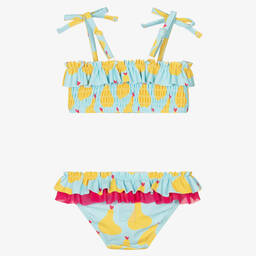 Agatha Ruiz de la Prada-Girls Blue & Yellow Pear Print Bikini | Childrensalon Outlet