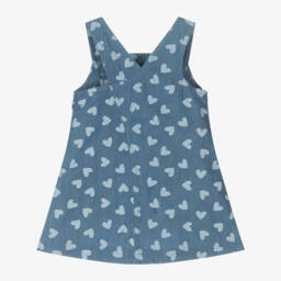 Agatha Ruiz de la Prada-Girls Chambray Dress with Heart Accents | Childrensalon Outlet