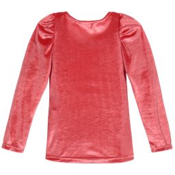 Agatha Ruiz de la Prada-Girls Coral Red Velour Top | Childrensalon Outlet