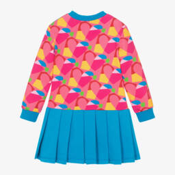 Agatha Ruiz de la Prada-فستان بطبعة قلوب قطن لون أزرق وزهري | Childrensalon Outlet