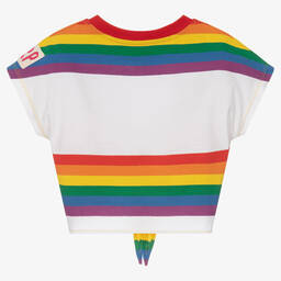 Agatha Ruiz de la Prada-Girls Cotton Rainbow Stripe Crop T-Shirt | Childrensalon Outlet