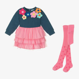 Agatha Ruiz de la Prada-Girls Denim & Pink Layered Dress | Childrensalon Outlet