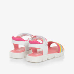 Agatha Ruiz de la Prada-Girls Faux Leather White Rainbow Sandals | Childrensalon Outlet