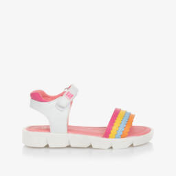 Agatha Ruiz de la Prada-Girls Faux Leather White Rainbow Sandals | Childrensalon Outlet