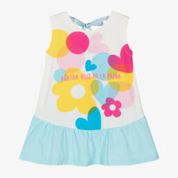Agatha Ruiz de la Prada-Платье белое с синими цветами для девочек | Childrensalon Outlet