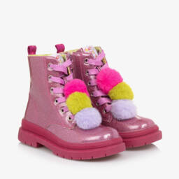 Agatha Ruiz de la Prada-Girls Glitter Pom-Pom Ankle Boots | Childrensalon Outlet