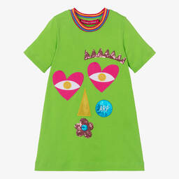 Agatha Ruiz de la Prada-Girls Green Cotton T-Shirt Dress | Childrensalon Outlet
