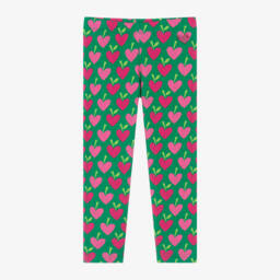 Agatha Ruiz de la Prada-Girls Green Heart Pattern Leggings | Childrensalon Outlet