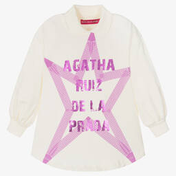 Agatha Ruiz de la Prada-Girls Ivory Cotton Star Sweatshirt | Childrensalon Outlet