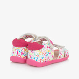 Agatha Ruiz de la Prada-Girls Ivory Heart-Adorned Leather Sandals | Childrensalon Outlet