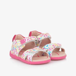 Agatha Ruiz de la Prada-Girls Ivory Heart-Adorned Leather Sandals | Childrensalon Outlet