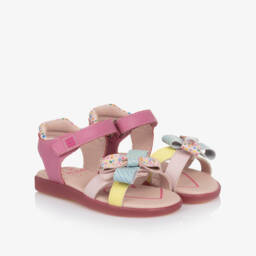 Agatha Ruiz de la Prada-Girls Leather Blush Bow Sandals | Childrensalon Outlet