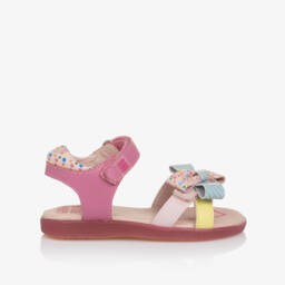 Agatha Ruiz de la Prada-Girls Leather Blush Bow Sandals | Childrensalon Outlet