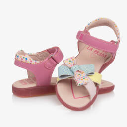 Agatha Ruiz de la Prada-Girls Leather Blush Bow Sandals | Childrensalon Outlet