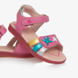 Agatha Ruiz de la Prada-صنادل بناتي وردية معدنية بنجوم | Childrensalon Outlet